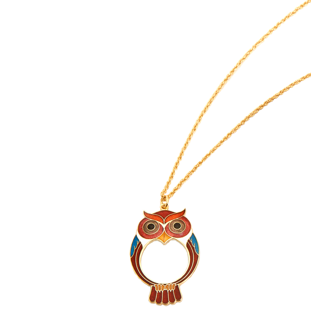 Hard Enamel Owl Magnifier Necklace